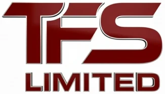 Maroon TFS stylized logo on white background