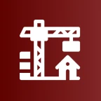 Crane and home silhouette graphic